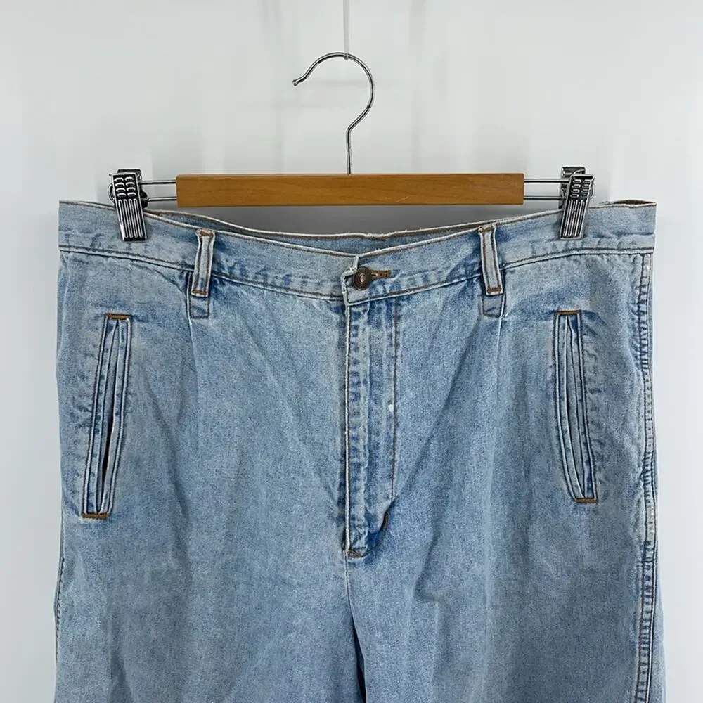 Vintage Jordache hi rise wide leg long inseam denim jean mom shorts sz 16